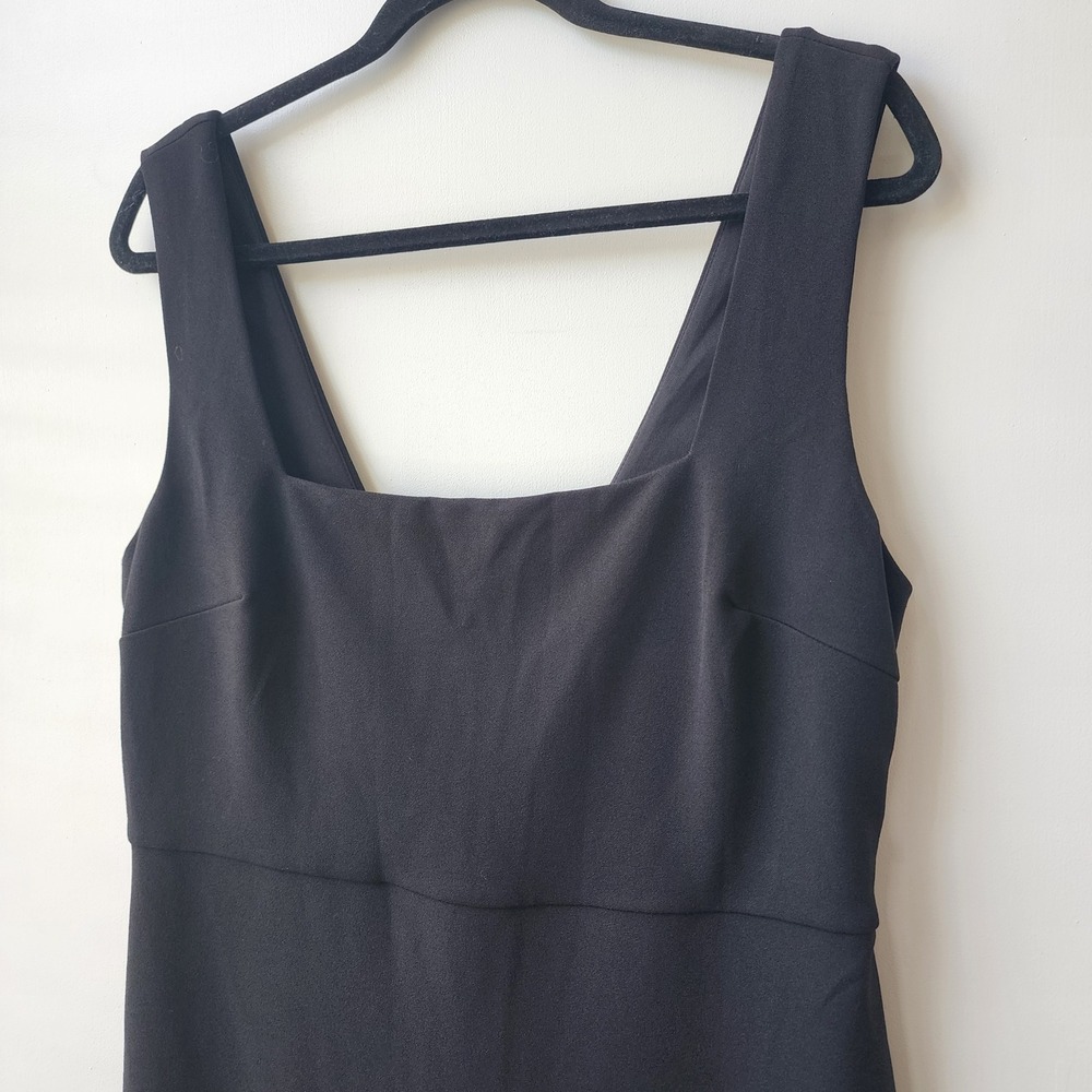 Lulus Black Square Neck Mermaid Flounce Hem Midi Dress XL Sleeveless V-Back - Picture 3 of 7